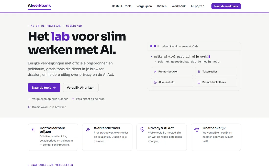 Schermafdruk van aiwerkbank.nl