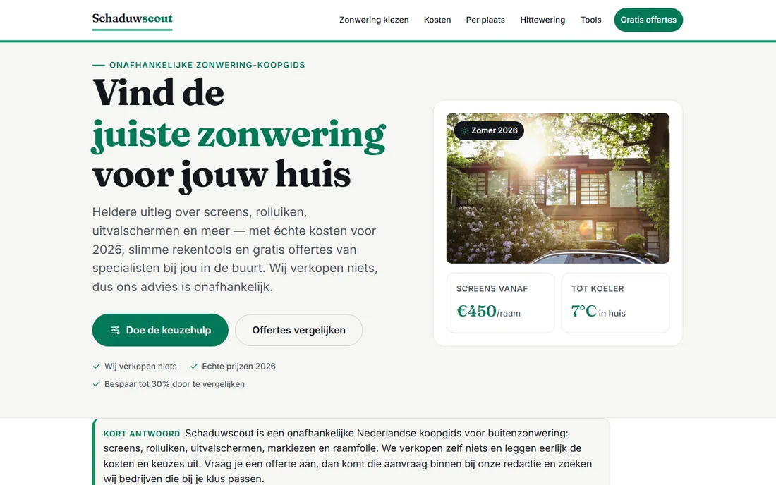 Schermafdruk van schaduwscout.nl