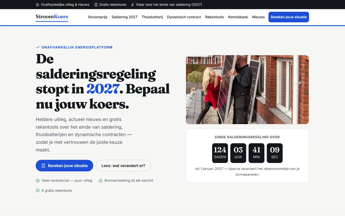 Schermafdruk van stroomkoers.nl