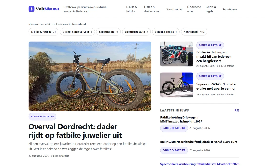 Startpagina van voltnieuws.nl, een contentsite van Rank Studio